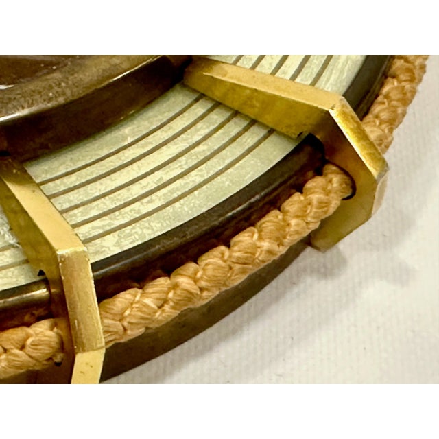 Metal German Brass Wind Up Wall Clock with Rope Hanger by UPG Halle, 1960s For Sale - Image 7 of 9