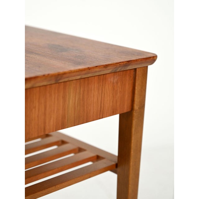 Scandinavian Bedside Table with Slatted Magazine Rack, 1950s For Sale - Image 6 of 9