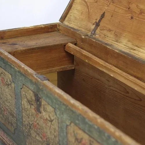 Large Painted Folk Art Chest, 1753 For Sale - Image 6 of 12