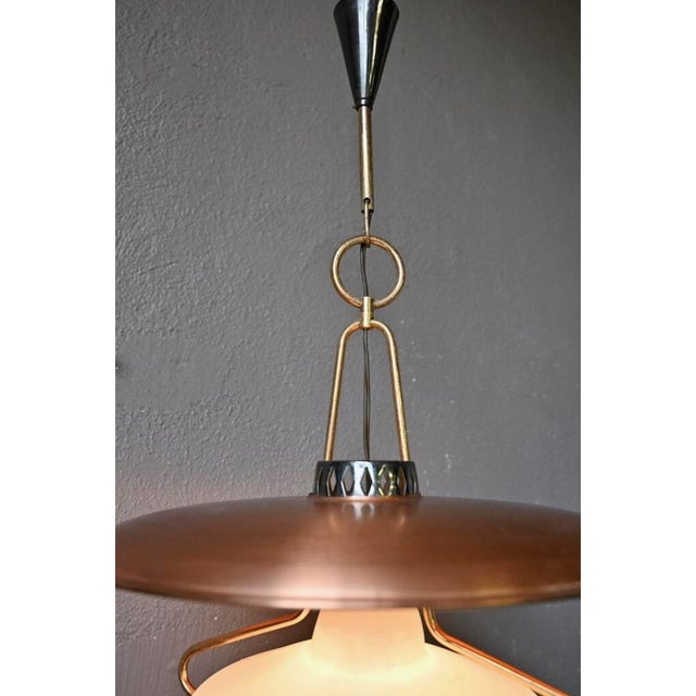 Large Suspension Lantern in Glass and Golden Brass, 1950s For Sale - Image 15 of 18