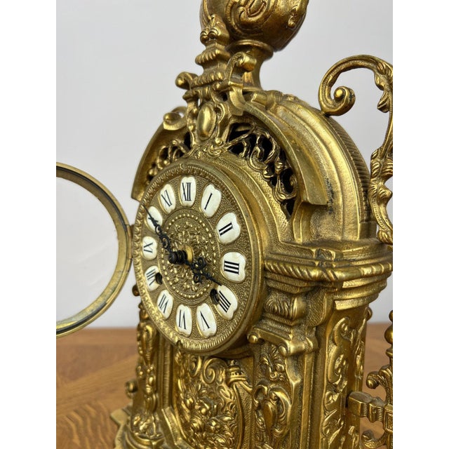 Vintage Style Brass Ornate Mantel Clock For Sale - Image 5 of 17