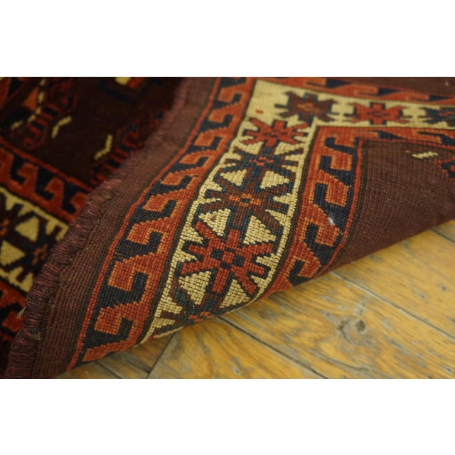 1871s Red Wine Geometric Antique Turkmen Tekke Chuval Rug 2'6" X 3'9" Handknotted Wool Carpet For Sale In New York - Image 6 of 10