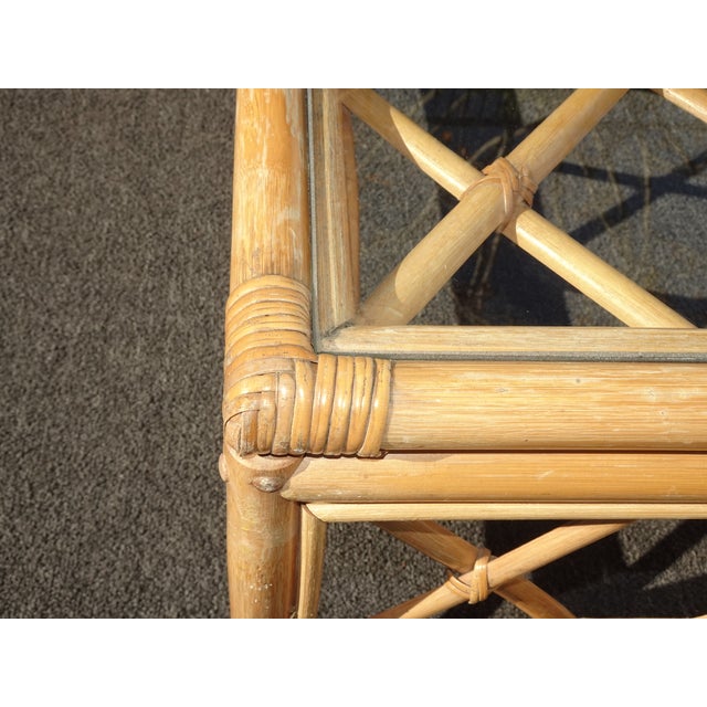 Vintage Coastal Bamboo Coffee Table W Leather Straps ~ Boho Chic For Sale - Image 9 of 12