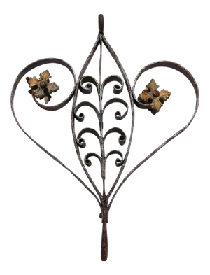 18th Century Baroque Heart Handcrafted Wrought Iron Ornament With Gold Leaf
