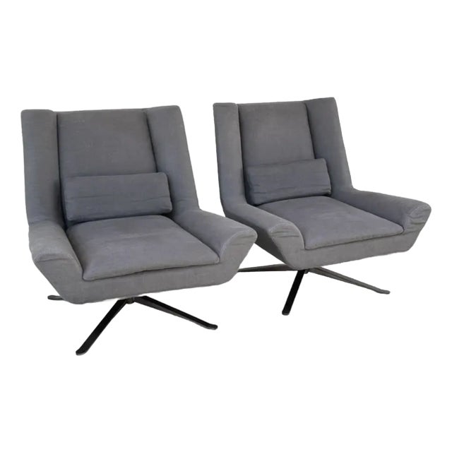 American Leather for Restoration Hardware Luke Swivel Chairs, Pair For Sale