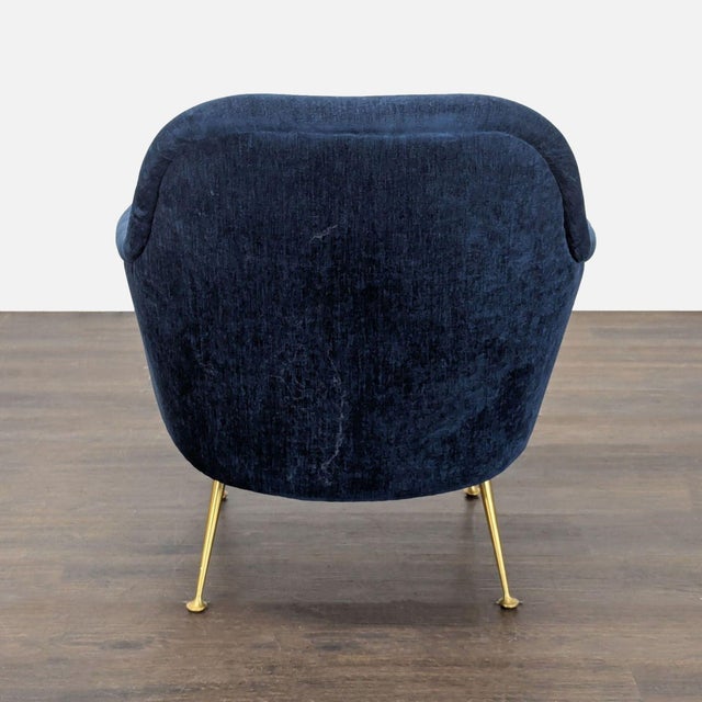 2010s West Elm Phoebe Ink Blue Lounge Chair With Gold Metal Legs For Sale - Image 5 of 7