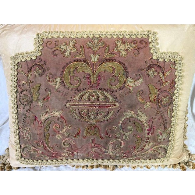 19th Century Pair of Antique Embroidered Textile Pillows by Melissa Levinson For Sale - Image 5 of 8