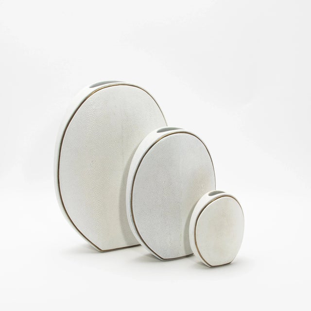 Shagreen Vase With Brass Details by R&y Augousti For Sale - Image 9 of 10