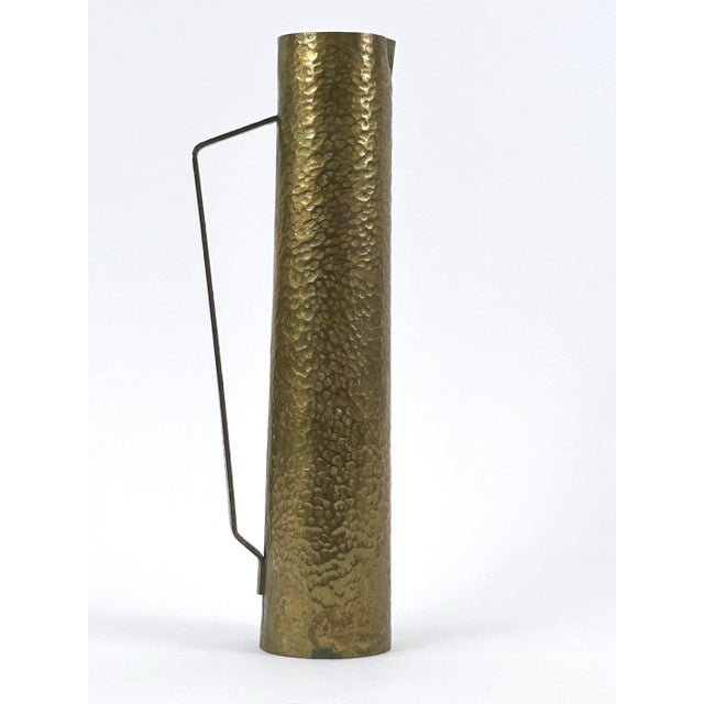 Mid-Century Hammered Brass Tall Grip Vase, Germany, 1960s For Sale - Image 11 of 18