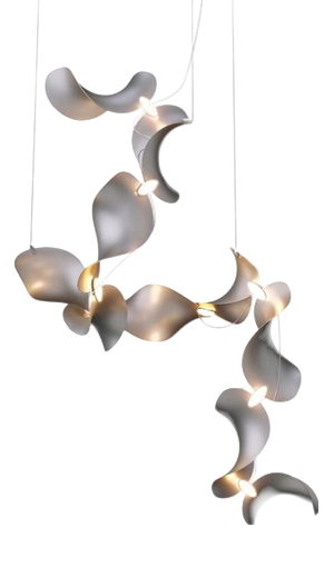 Dune 10 Spiral Pendant Light in Silver Anodized Aluminum by Moss Objects