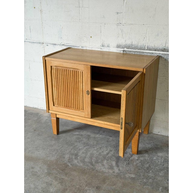 Oak Two-Door Storage Cabinet With Reeded Detail Mid-Century Modern 1970s For Sale - Image 11 of 11