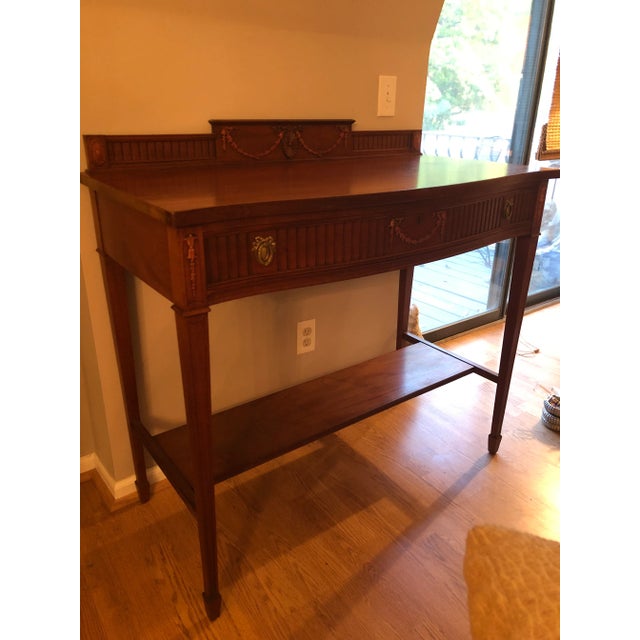 Gorgeous dry bar, console or sidebar with French elements brass hardware and open shelf below for extra design options!...