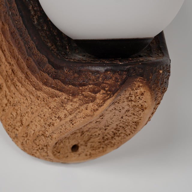Glass Eartly Ceramic and Opaline Glass Wall Lamp from Doria Leuchten, Germany, 1970s, Set of 2 For Sale - Image 7 of 8