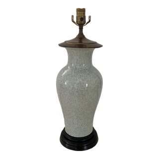 Late 20th Century Vase Lamp With Brass Cap, Crackle Finish For Sale