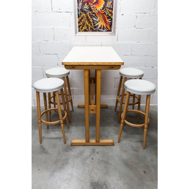 Dining Table and High Stools from Baumann, 1990, Set of 5 For Sale - Image 16 of 18