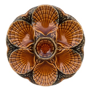 Majolica Oyster Plate Sarreguemines Circa 1950 For Sale