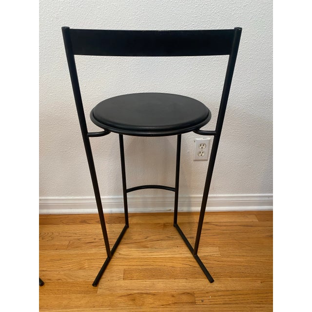 Metal Emilio Nanni Fly Line Postmodern “Musmé” Counter Height Stools - A Pair For Sale - Image 7 of 10