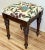 Very sturdy vintage Bombay Company turned wood stool. Newly upholstered in a stunning vibrant embroidered floral...