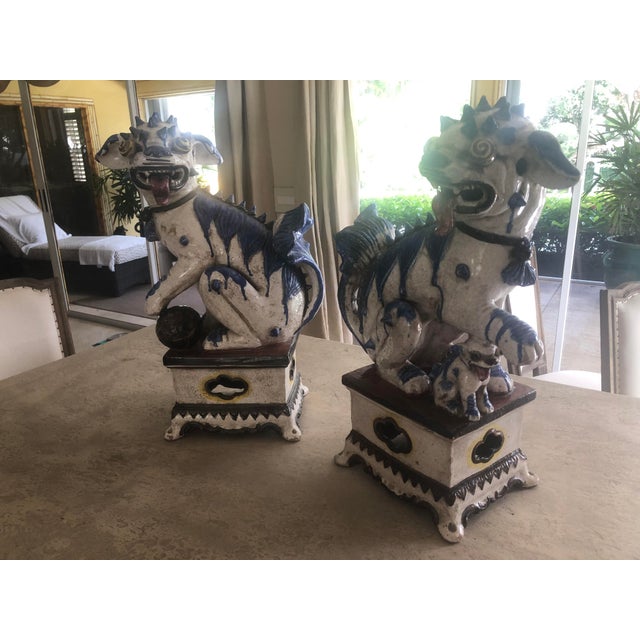 Pair of Italian Mid-Century Terracotta Temple Dogs For Sale - Image 9 of 10