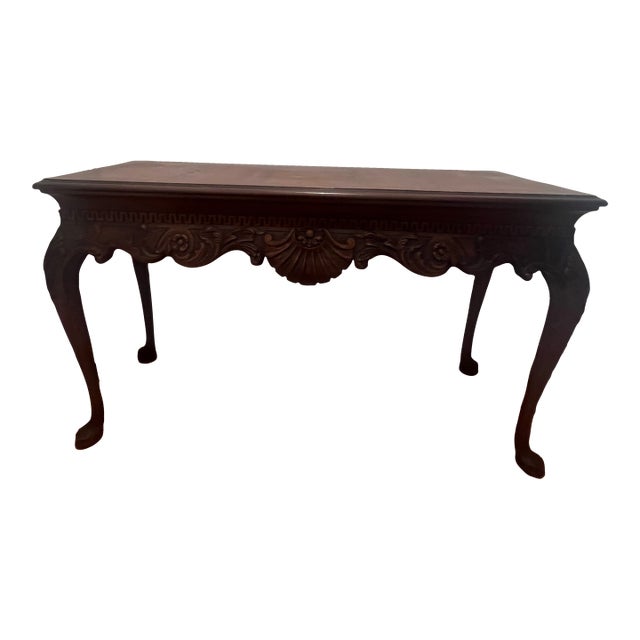 Late 1800’s Console Table Antique Carved Mahogany Table For Sale