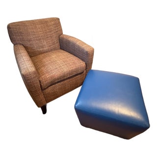 Custom A. Rudin Model 564 Lounge Chair & Matching Ottoman Set For Sale