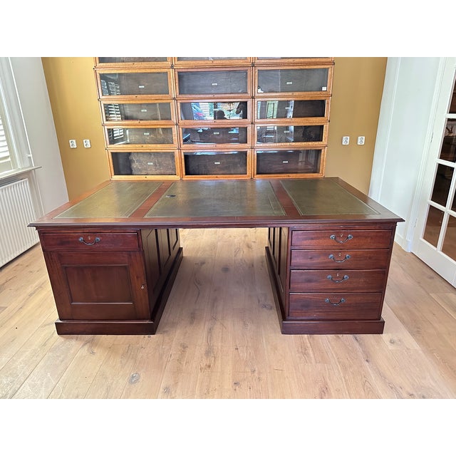 Large Antique Partners Desk For Sale - Image 14 of 14