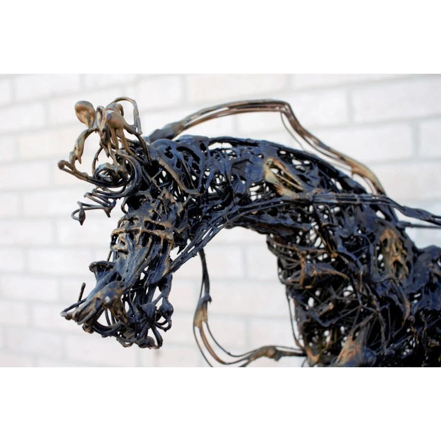 Metal Vintage Paco Valle Horse and Rider Wireframe Brutalist Sculpture For Sale - Image 7 of 10