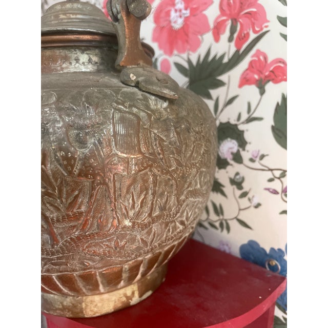 Late 19th Century Late 19th Century Syrian Embossed Copper Tea Kettle With Camels For Sale - Image 5 of 11