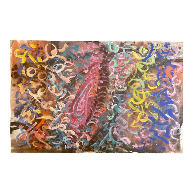 Hendrik Grise 1970s Vintage Abstract Expressionist Painting For Sale