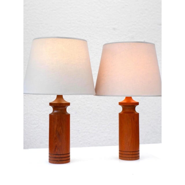 Large Mid-Century Modern Danish Teak Table Lamps, Set of 2 For Sale - Image 12 of 13