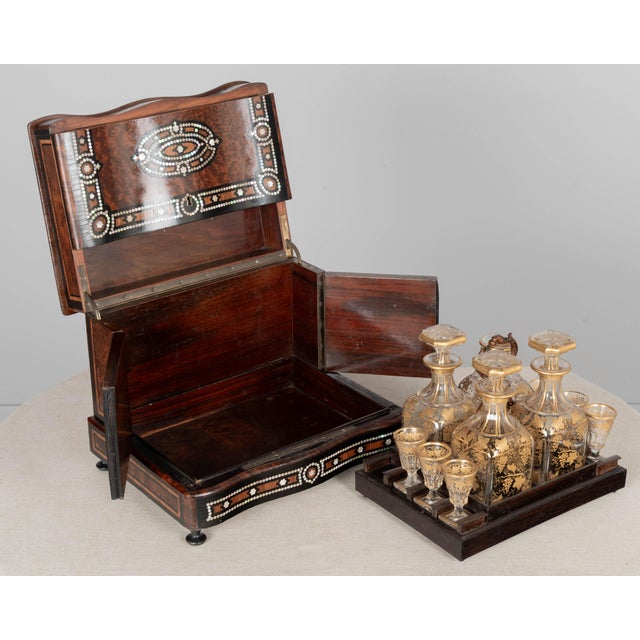 19th Century French Marquetry Tantalus Cordial Decanter Set - Set of 11 For Sale - Image 12 of 18