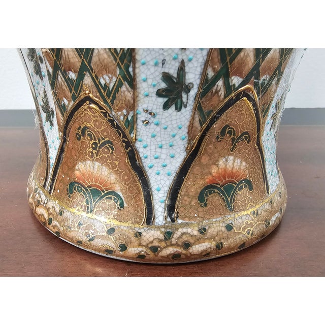Japanese 19th Century Meiji Japanese Satsuna Enanel Porcelain Vase For Sale - Image 3 of 8