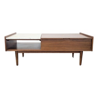 West Elm Marble & Wood Pop-Up Coffee Table For Sale