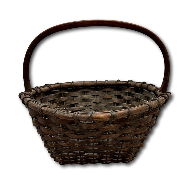American Great Authentic Antique Steel Wire & Ash Wood Splint Massachusetts Famous Ipswich Clam Diggers Gathering Basket For Sale - Image 3 of 18