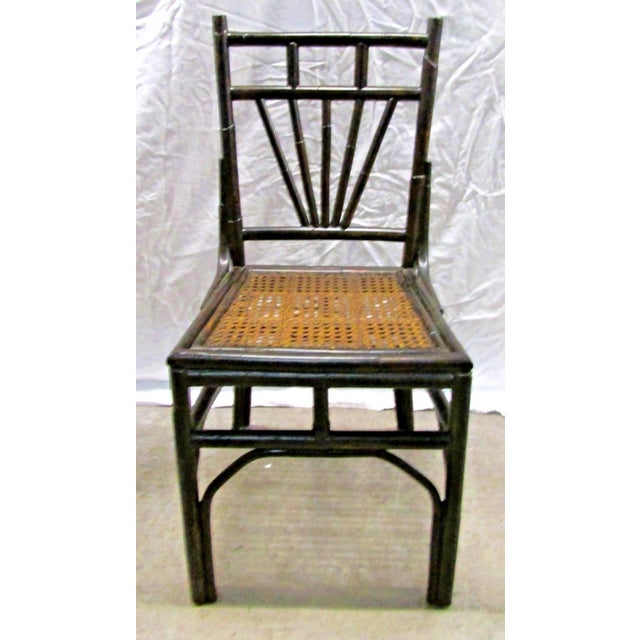 1950s Burnt Bamboo Cane Seat Dining Chairs- Set of 4 For Sale - Image 12 of 18