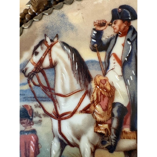 Antique Pair of Oval Porcelain Plaques Depicting Napoleon in Battle For Sale - Image 10 of 12