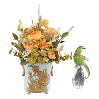Faux Floral Offers Sunshine in a French Antique Vase For Sale