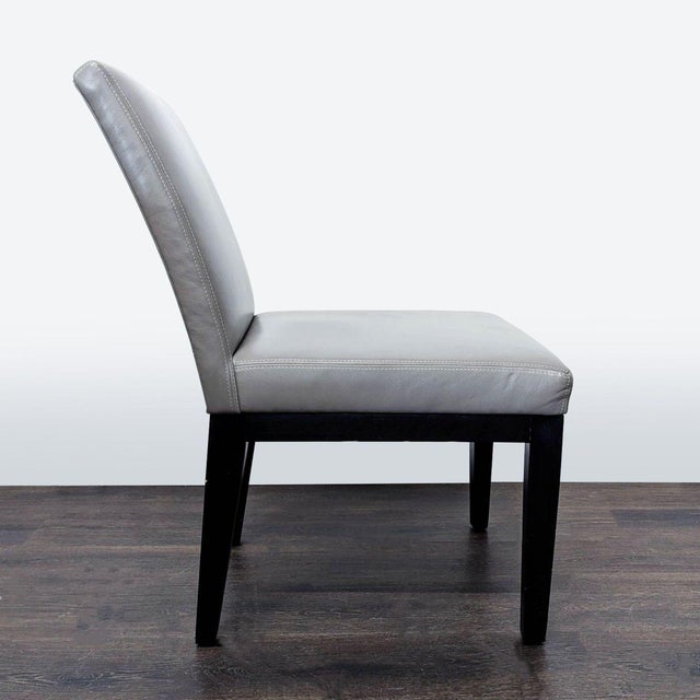 Set of Four Leather Dining Chairs With Wood Frame For Sale - Image 4 of 6