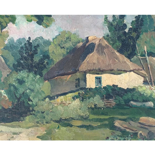 Rural Landscape Painting Original by Artist Sokolrovsky G. 40-50 1970s For Sale - Image 4 of 6