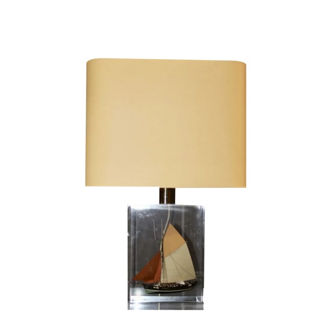 Acrylic Glass Table Lamp with Inclusion of Sails, 1980s For Sale