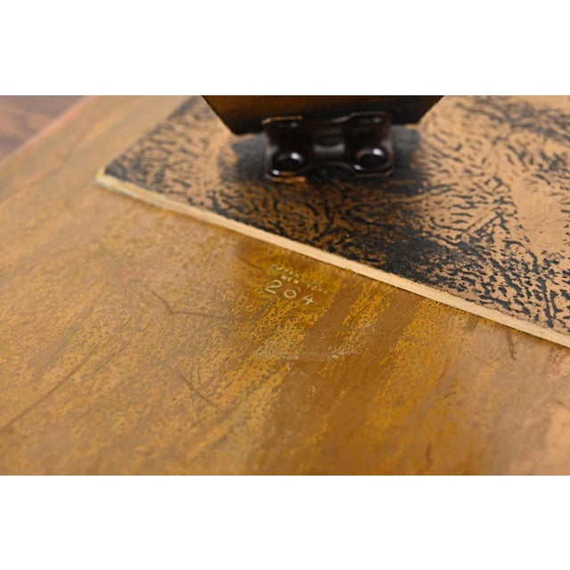 Tiffany Studios New York Pine Needle Bronze and Slag Glass Framed Vanity Mirror For Sale - Image 9 of 11