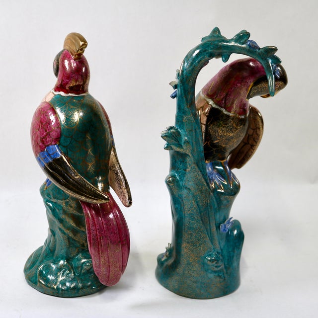 Late 20th Century Vintage China Trader Macau Hand-Painted Porcelain Birds - A Pair For Sale - Image 5 of 10