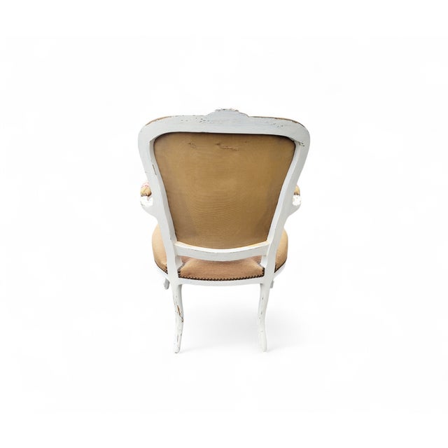 French Louis XV Style Armchair with Hand-Embroidered Floral Needlepoint, 1920s For Sale - Image 14 of 18