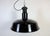 Industrial black enamel pendant light made by elektrosvit in former czechoslovakia during the 1950s. White enamel inside...