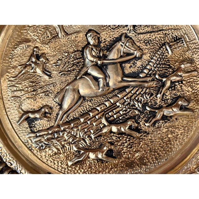 Mid 20th Century Large Vintage Traditional Equestrian Hunt Brass Embossed Wall Plates, a Pair For Sale - Image 5 of 8