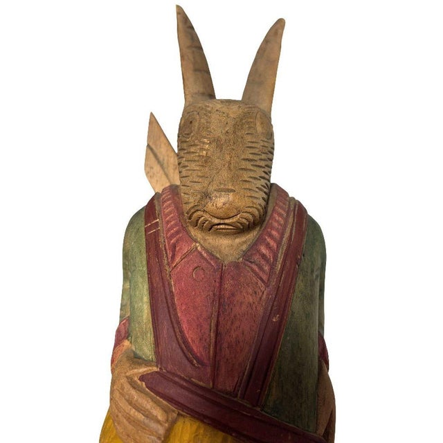 1980s Arthur Court Handcarved Folkart Rabbit Wall Hook Coat Holder For Sale - Image 10 of 10
