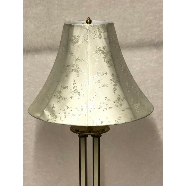 Gold Brass Floor Lamp with Cream Fabric Shade from Unbekannt, 1970s For Sale - Image 8 of 9