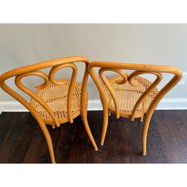 Beige Vintage 1960s Mid-Century Radomsko Thonet Style "Sweetheart" Bentwood Cane Chairs - A Pair For Sale - Image 8 of 17