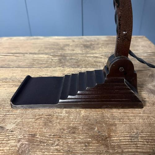 Paint Banker's Lamp withTurquoise Enamel Shade from Erpé, 1930s For Sale - Image 7 of 18