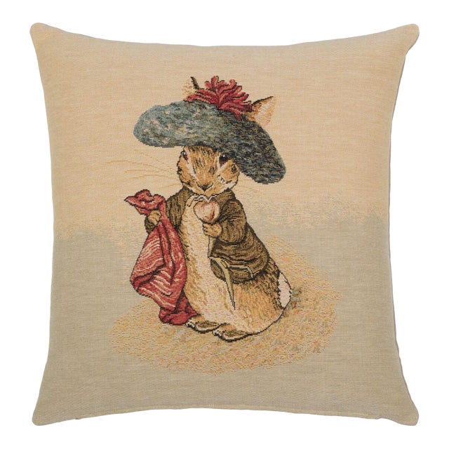 Benjamin Bunny Tapestry Cushion With Feather Filler - 46x46cm (18"x18") For Sale